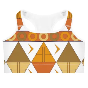African Tribal Print Sports bra - Earthy/White