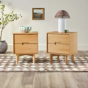 Aizlyn Mid-Century Modern Solid Wood Groove-Handle Nightstands (Set of 2) Wade Logan® Color: Natural Pine