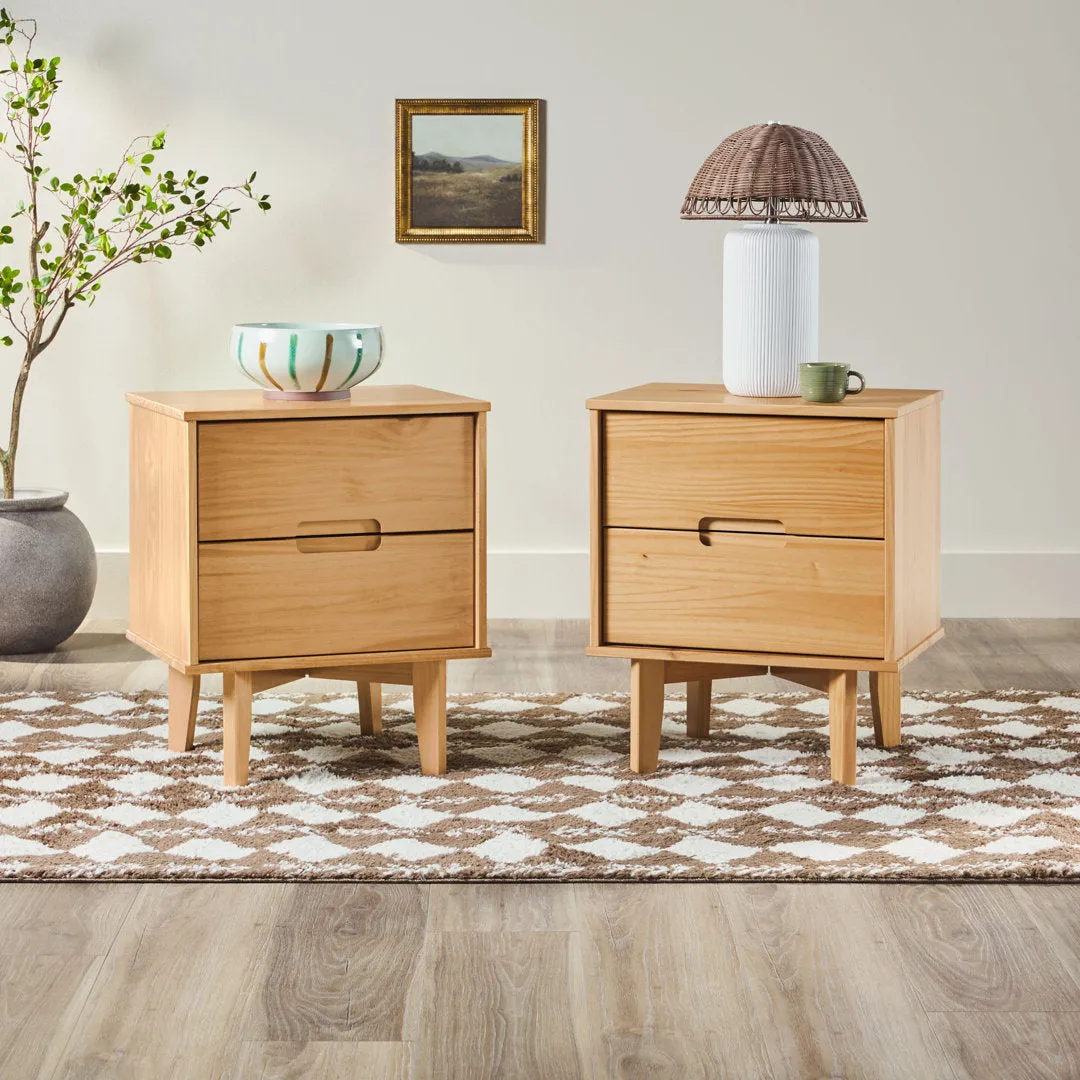 Aizlyn Mid-Century Modern Solid Wood Groove-Handle Nightstands (Set of 2) Wade Logan® Color: Natural Pine