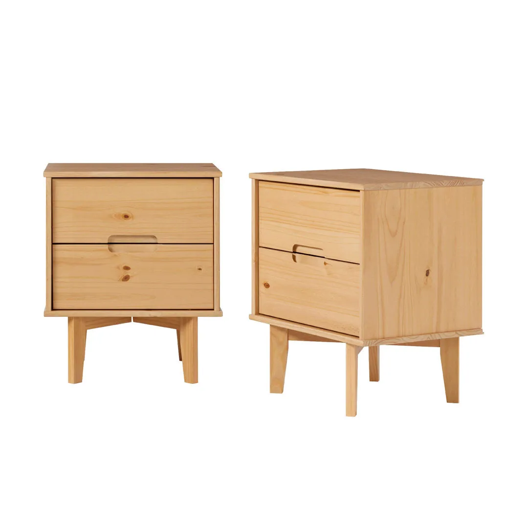 Aizlyn Mid-Century Modern Solid Wood Groove-Handle Nightstands (Set of 2) Wade Logan® Color: Natural Pine