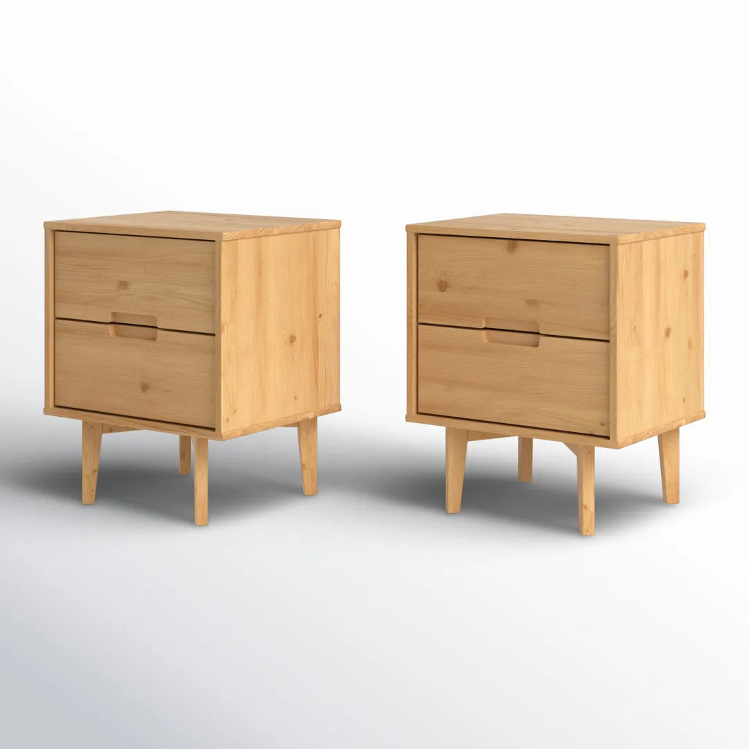 Aizlyn Mid-Century Modern Solid Wood Groove-Handle Nightstands (Set of 2) Wade Logan® Color: Natural Pine