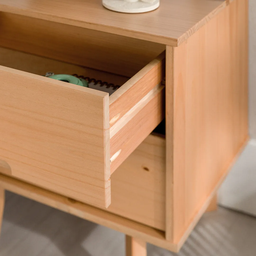 Aizlyn Mid-Century Modern Solid Wood Groove-Handle Nightstands (Set of 2) Wade Logan® Color: Natural Pine