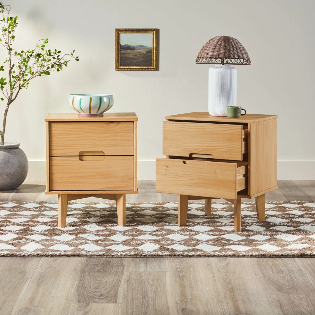 Aizlyn Mid-Century Modern Solid Wood Groove-Handle Nightstands (Set of 2) Wade Logan® Color: Natural Pine