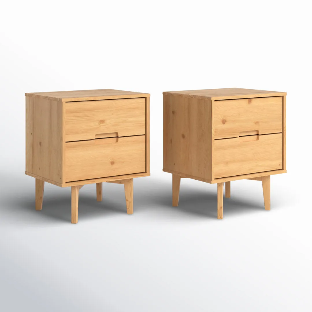 Aizlyn Mid-Century Modern Solid Wood Groove-Handle Nightstands (Set of 2) Wade Logan® Color: Natural Pine