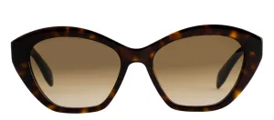 Alexander McQueen AM 0355S 002 Cat-Eye Plastic Havana Sunglasses with Brown Gradient Lens