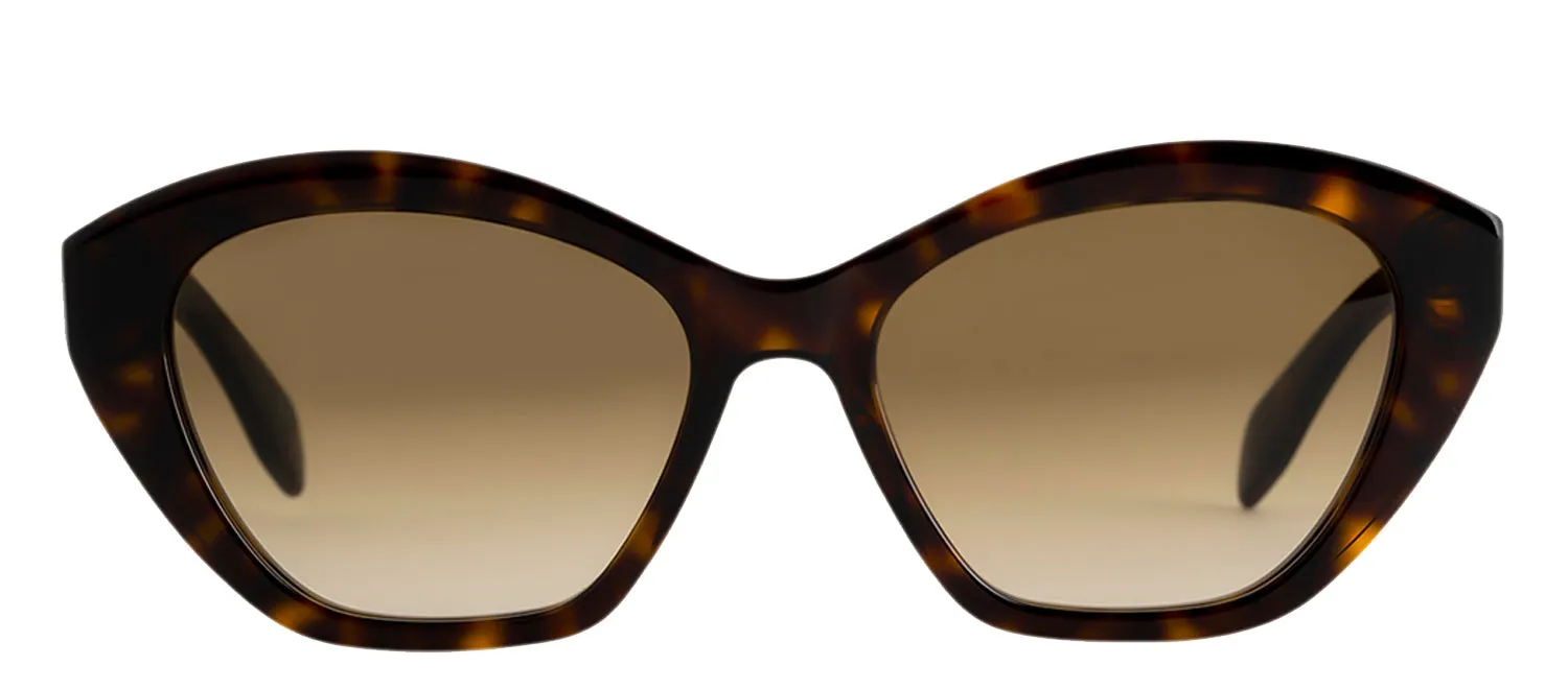 Alexander McQueen AM 0355S 002 Cat-Eye Plastic Havana Sunglasses with Brown Gradient Lens