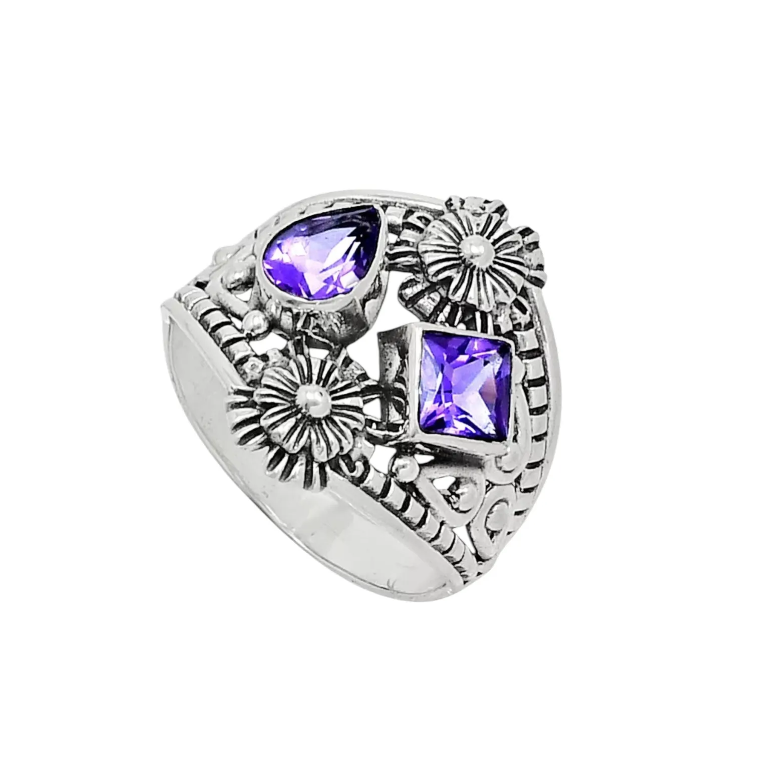 Amethyst Solid 925 Sterling Silver Ring 7.5