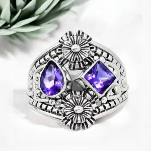 Amethyst Solid 925 Sterling Silver Ring 7.5