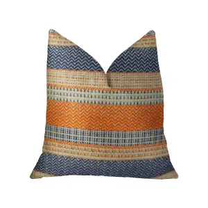 Anastasia Orange Navy and Cream Handmade Luxury Pillow