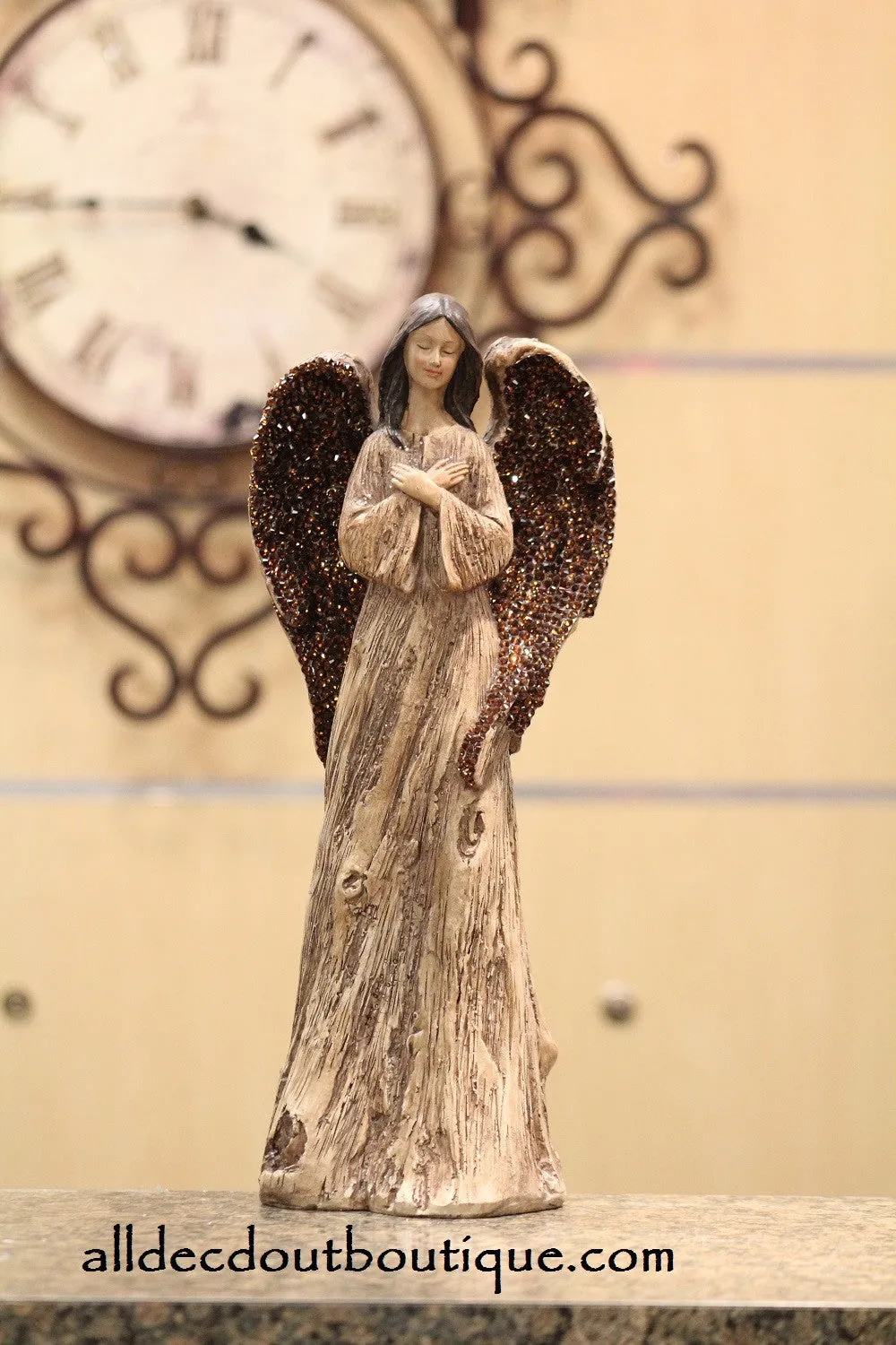 Angel Embellished | 18" Smoked Topaz Crystals