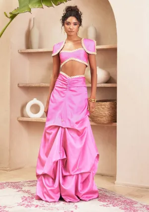 Angela pink balloon skirt set
