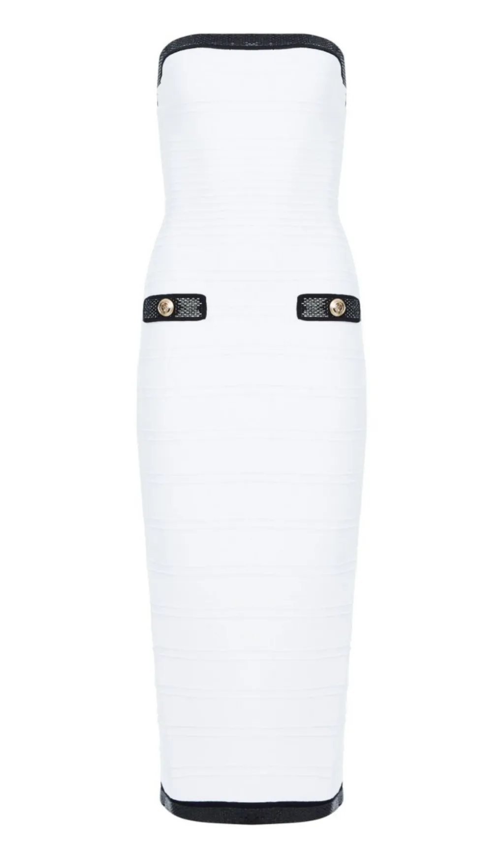 Anklyn Ribbed Strapless Midi Bandage Dress