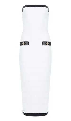 Anklyn Ribbed Strapless Midi Bandage Dress