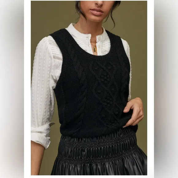Anthropologie Cable-Knit Sweater Tank in XL
