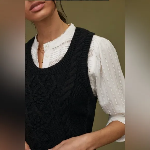 Anthropologie Cable-Knit Sweater Tank in XL