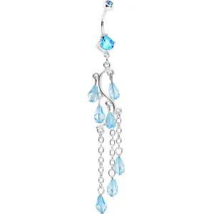 Aqua Gem Prepare To Stare Sleek Curves Dangle Belly Ring