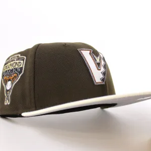 Arizona Diamondbacks Upside Down 1998 Inaugural Season New Era 59Fifty Fitted Hat (Walnut Chrome White Gray Under Brim)