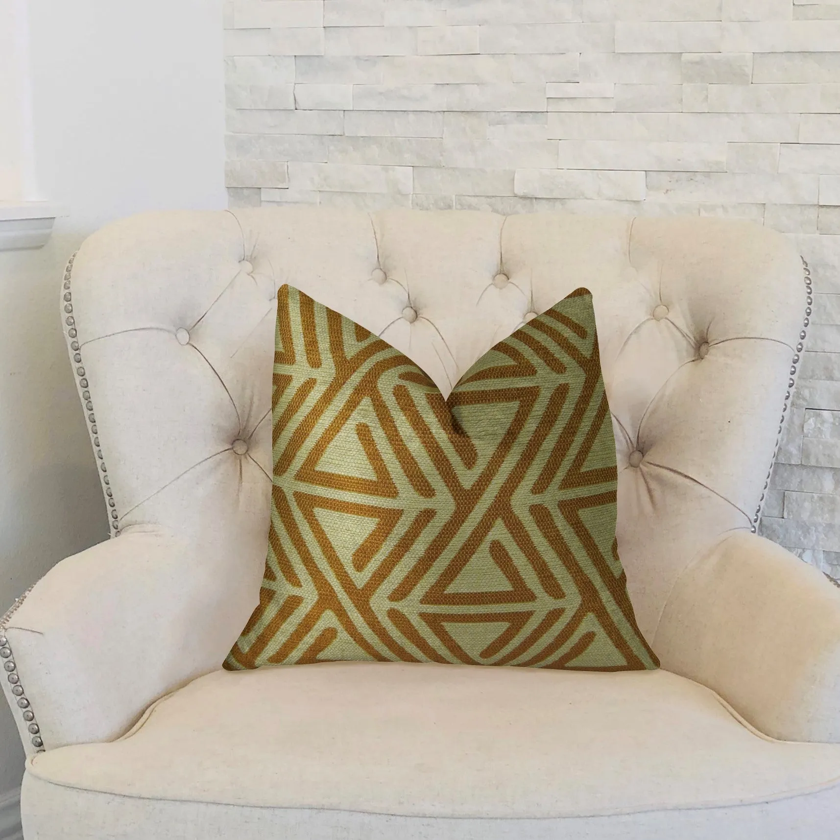 Arrow Maze Cream and Brown Handmade Luxury Pillow
