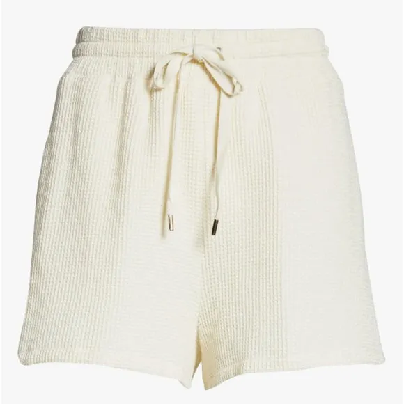 ASTR The Label All Tied Up Waffle Knit Shorts Ivory S