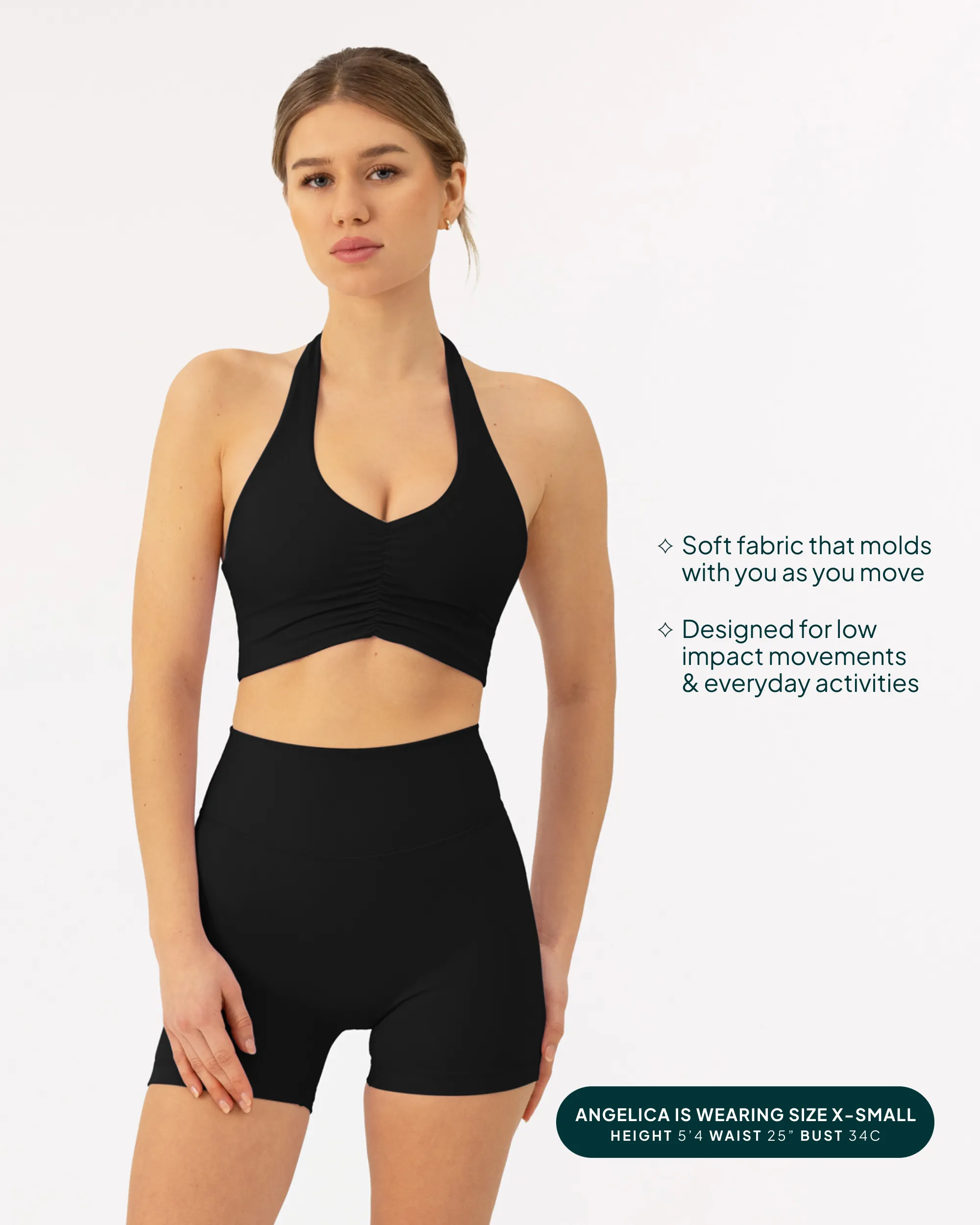 Athleisure Scrunch Halter Low-Support Sports Bra