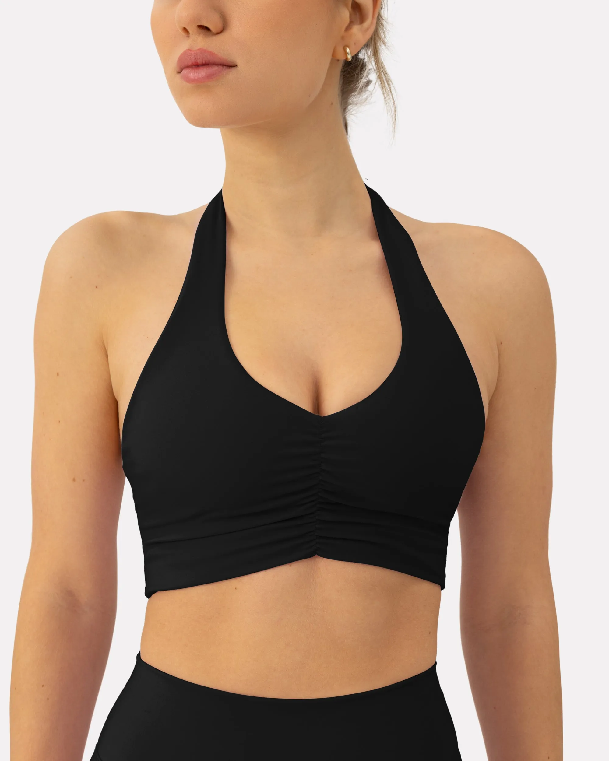 Athleisure Scrunch Halter Low-Support Sports Bra