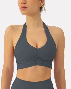 Athleisure Scrunch Halter Low-Support Sports Bra
