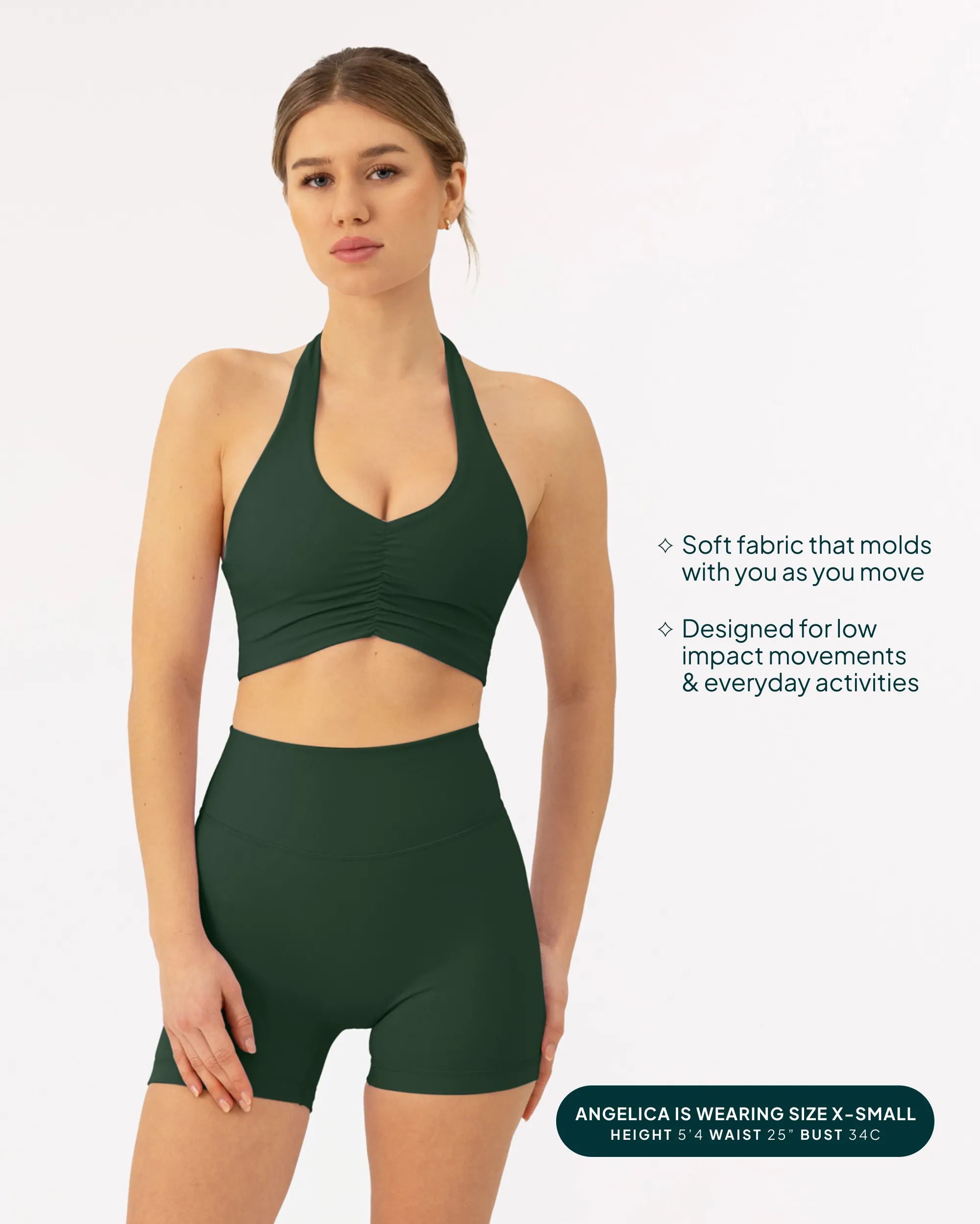Athleisure Scrunch Halter Low-Support Sports Bra