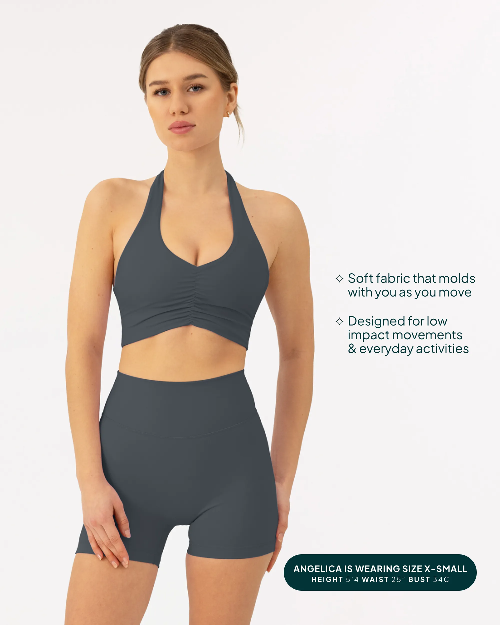 Athleisure Scrunch Halter Low-Support Sports Bra