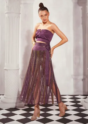 Aubergine heavy embellished skirt