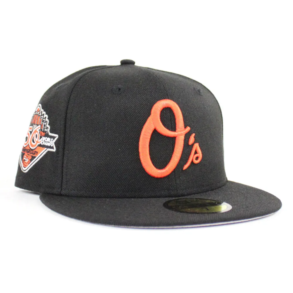 Baltimore Orioles 50TH Anniversary 1970 World Champ New Era 59Fifty Fitted Hat (Black Orange Gray Under Brim)