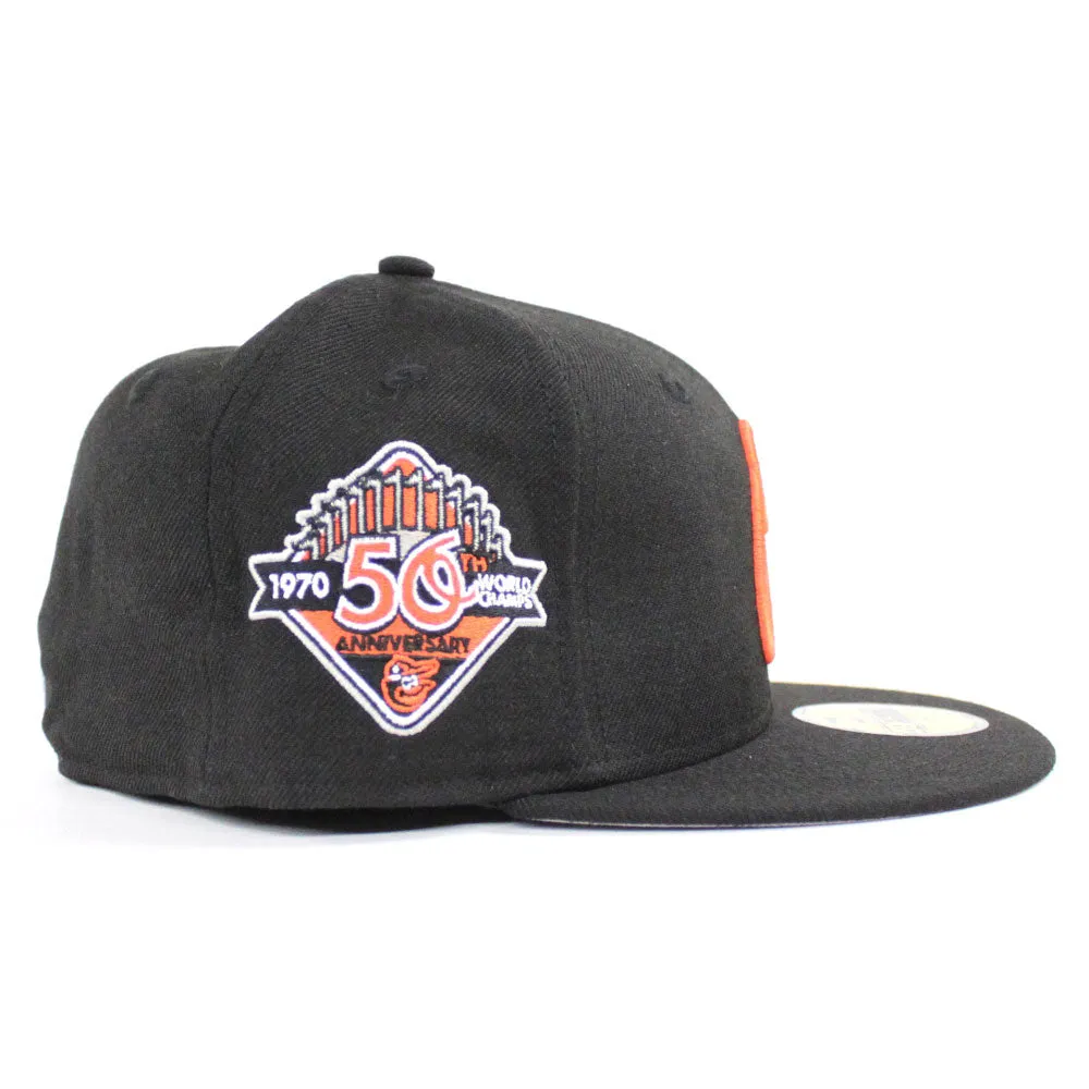 Baltimore Orioles 50TH Anniversary 1970 World Champ New Era 59Fifty Fitted Hat (Black Orange Gray Under Brim)
