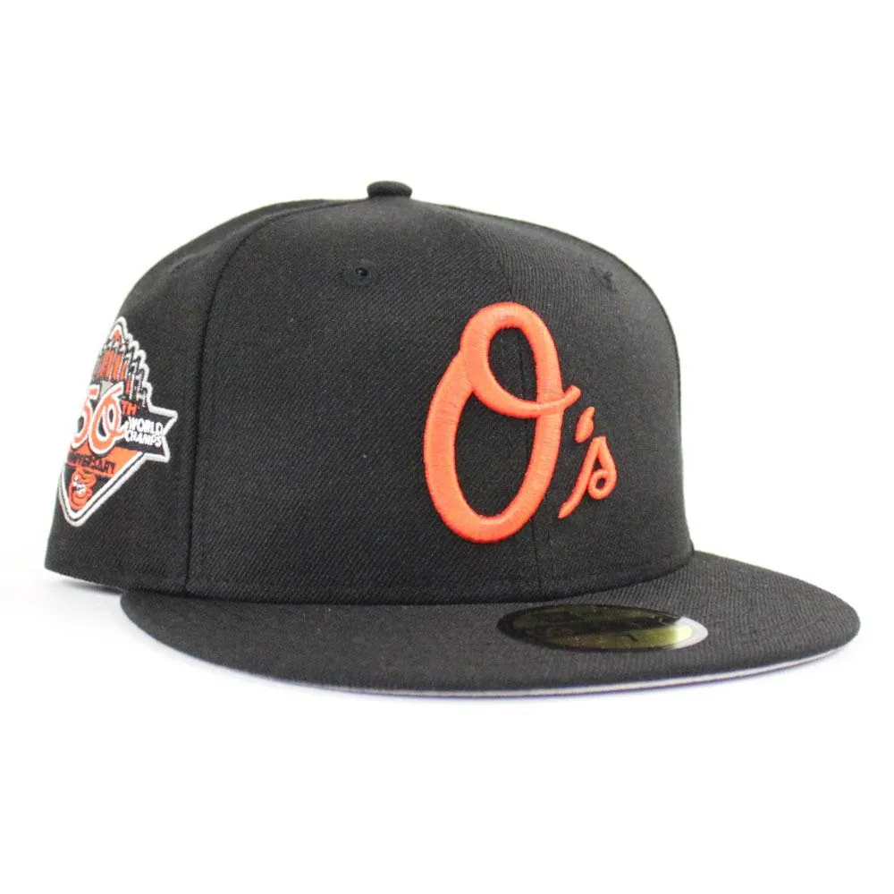 Baltimore Orioles 50TH Anniversary 1970 World Champ New Era 59Fifty Fitted Hat (Black Orange Gray Under Brim)