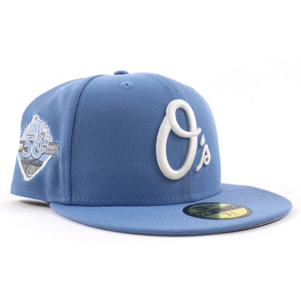 Baltimore Orioles 50th Anniversary 59Fifty New Era Fitted Hat (GITD Sky Blue Gray Under Brim)