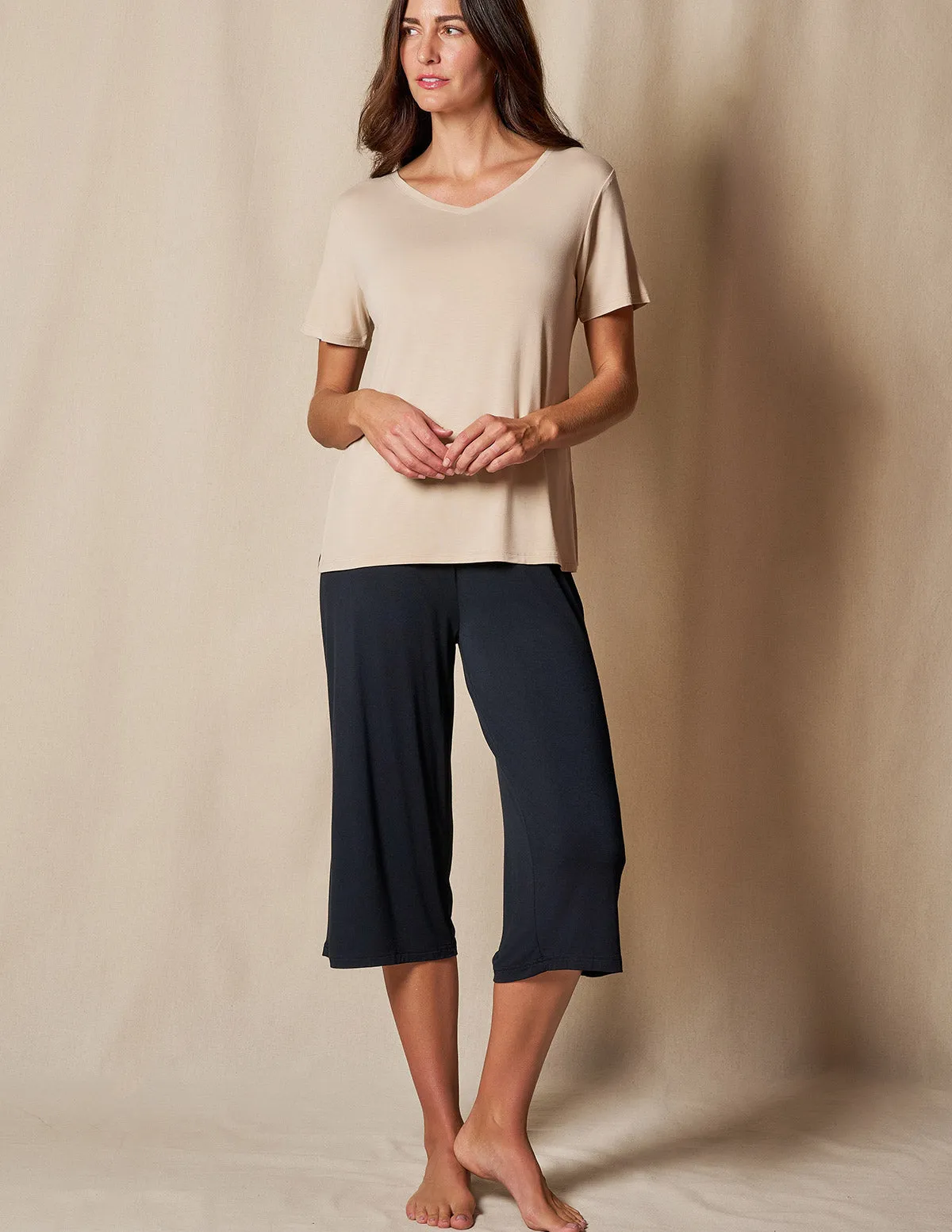 Bamboo Capri Pajama Pants - Black