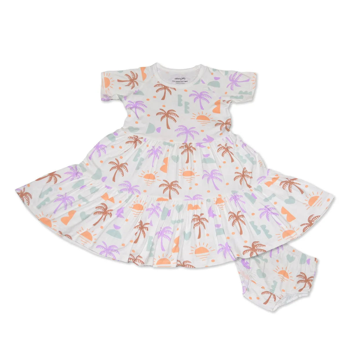 Bamboo Tiered Jersey Dress with Bloomer (Boho Surf Print)