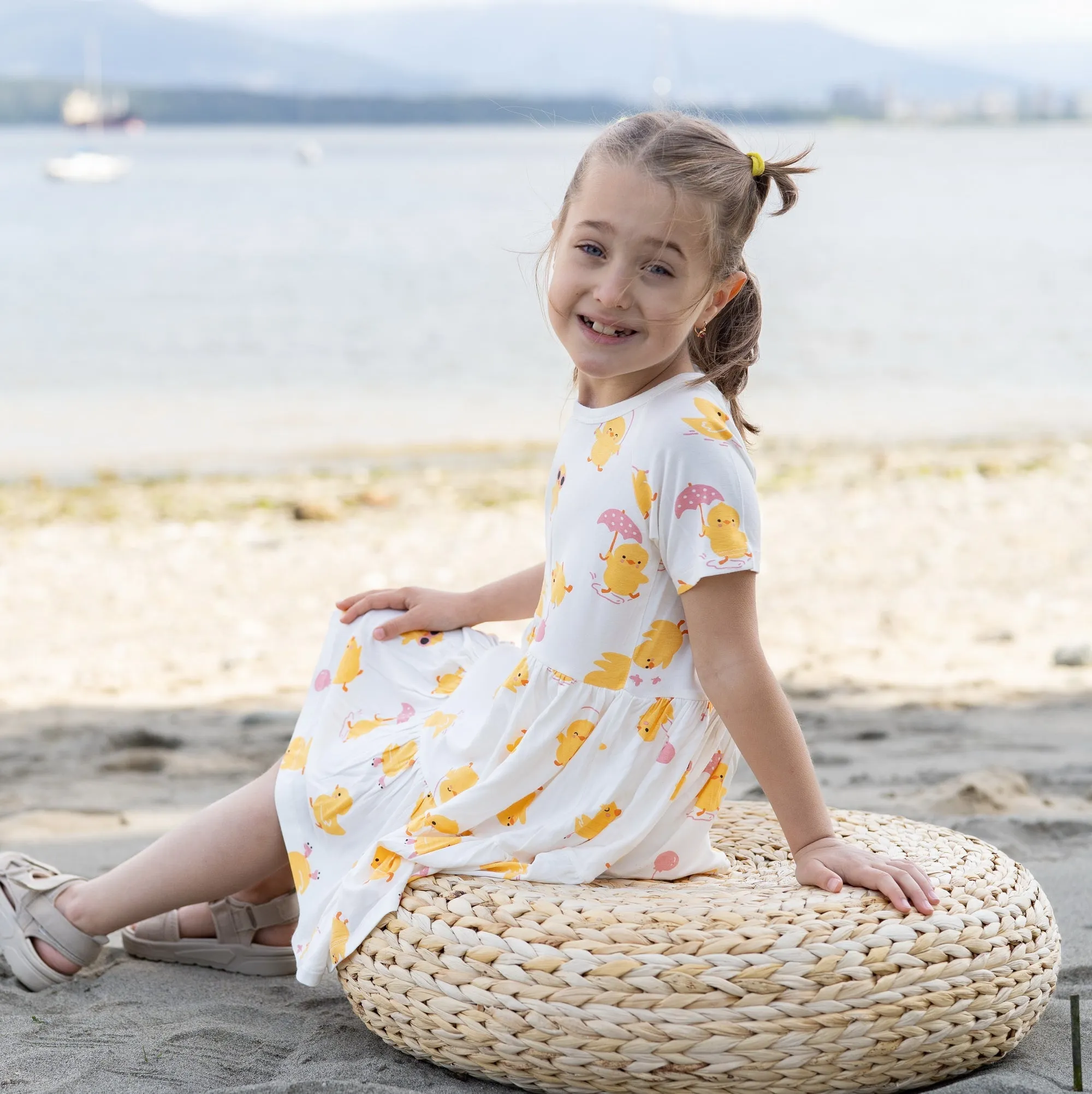 Bamboo Tiered Jersey Dress with Bloomer (Little Chick Print)