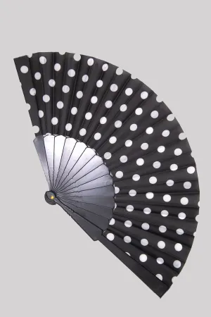 Banned Carmela 1950's Rockabilly Retro Style Hand Fan, Black, One-Size