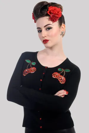 Banned Skull Cherries Rockabilly Retro Punk Cardigan