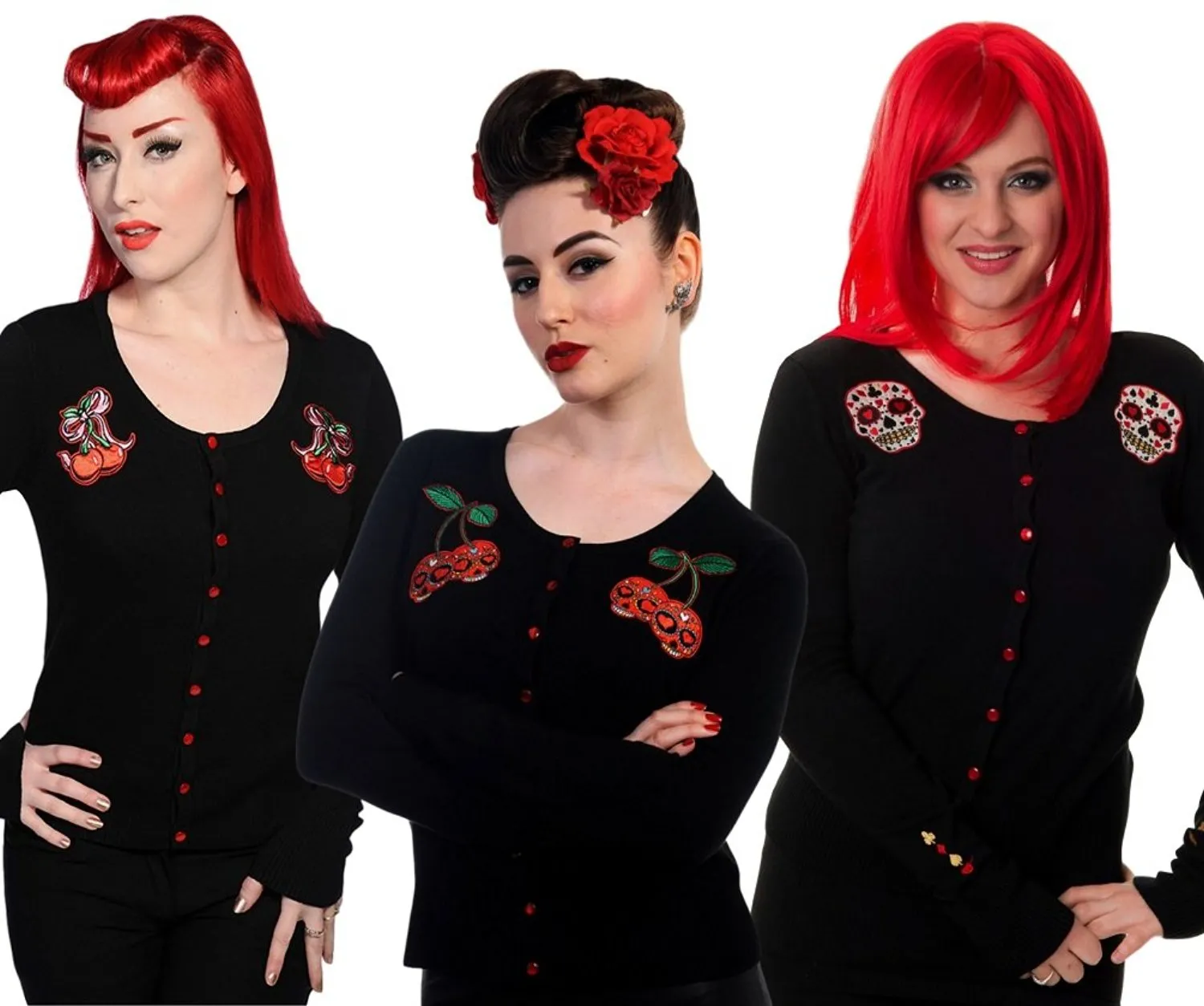 Banned Skull Cherries Rockabilly Retro Punk Cardigan