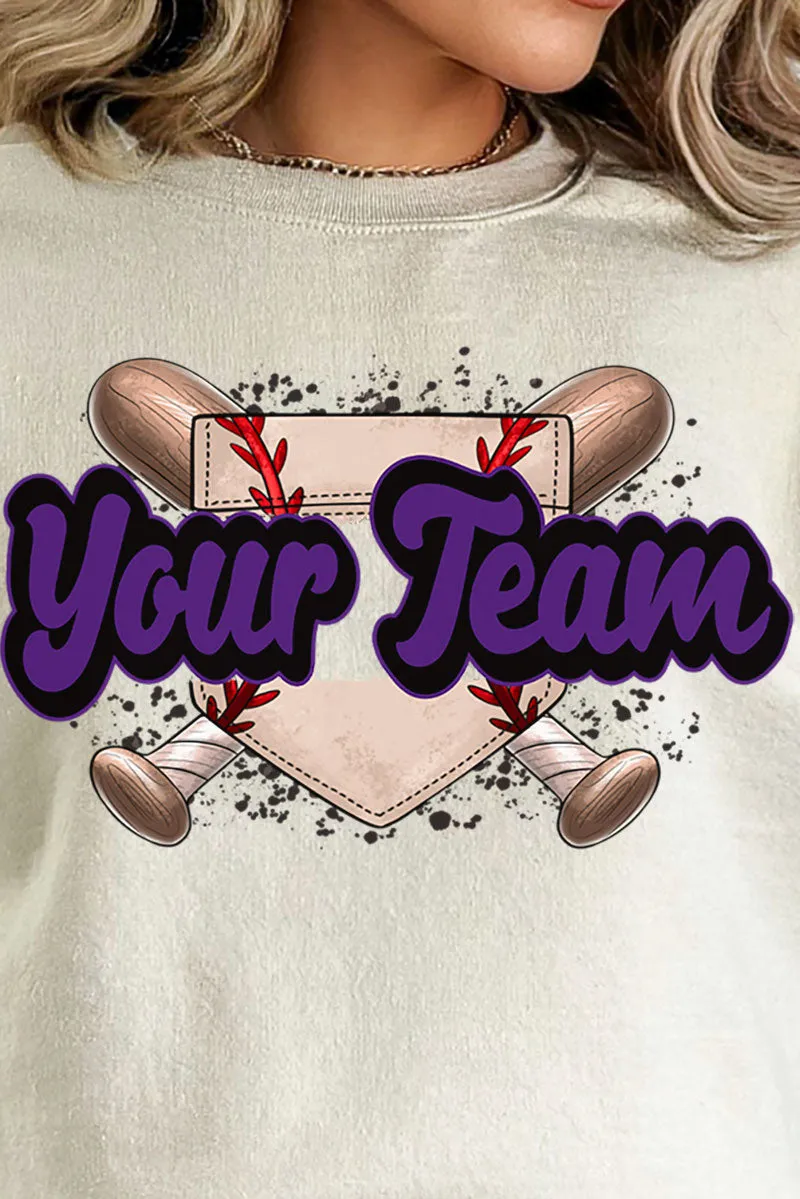 Baseball Home Plate Purple And Black Unisex NuBlend Crew Sweatshirt
