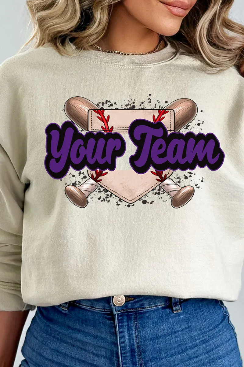 Baseball Home Plate Purple And Black Unisex NuBlend Crew Sweatshirt