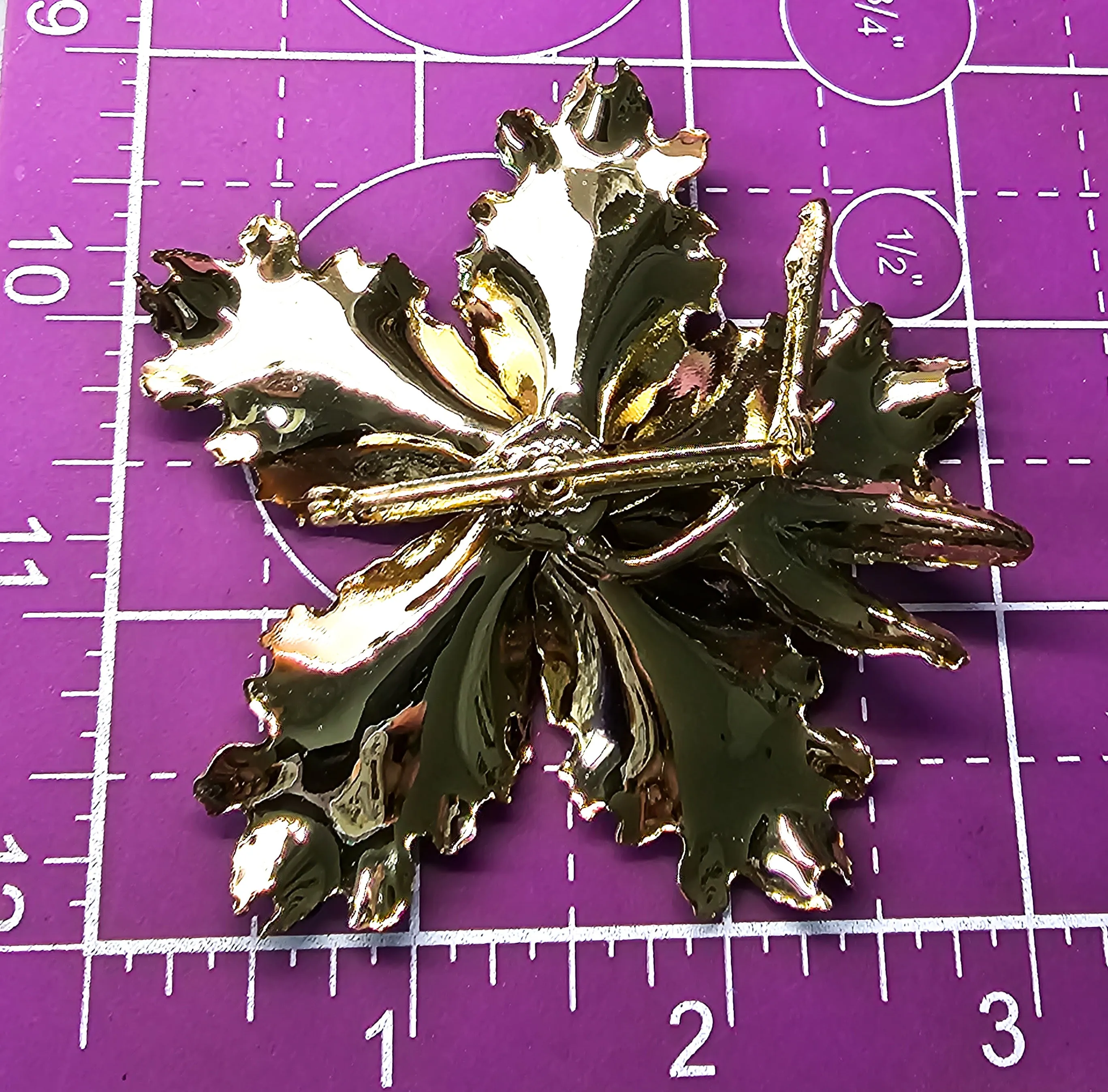 Black & gold rhinestone vintage mid century tin flower earrings and brooch set