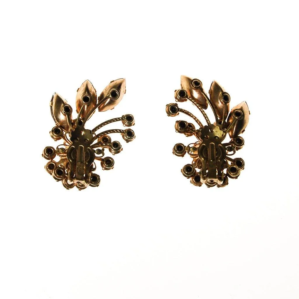 Black Diamond and Aurora Borealis Rhinestone Ear Crawler Earrings