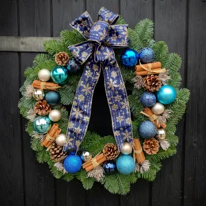 Blue Christmas Door Wreath
