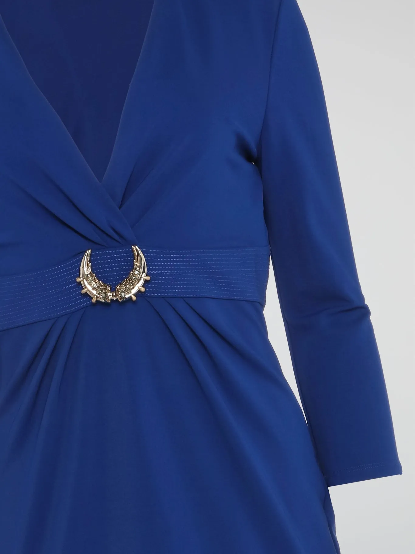 Blue Embellished Plunge Dress