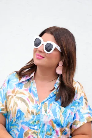 Blue Painted Palms Dress