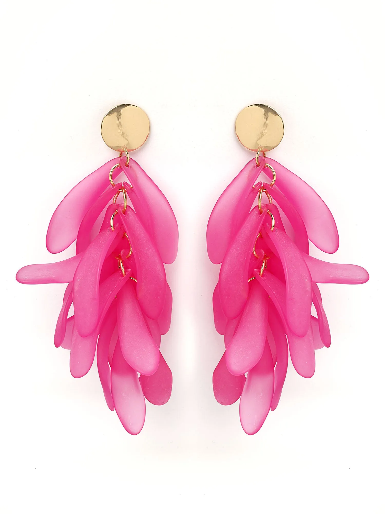 Bohey by KARATCART Gold-Plated Contemporary Pink Drop Earrings for Women