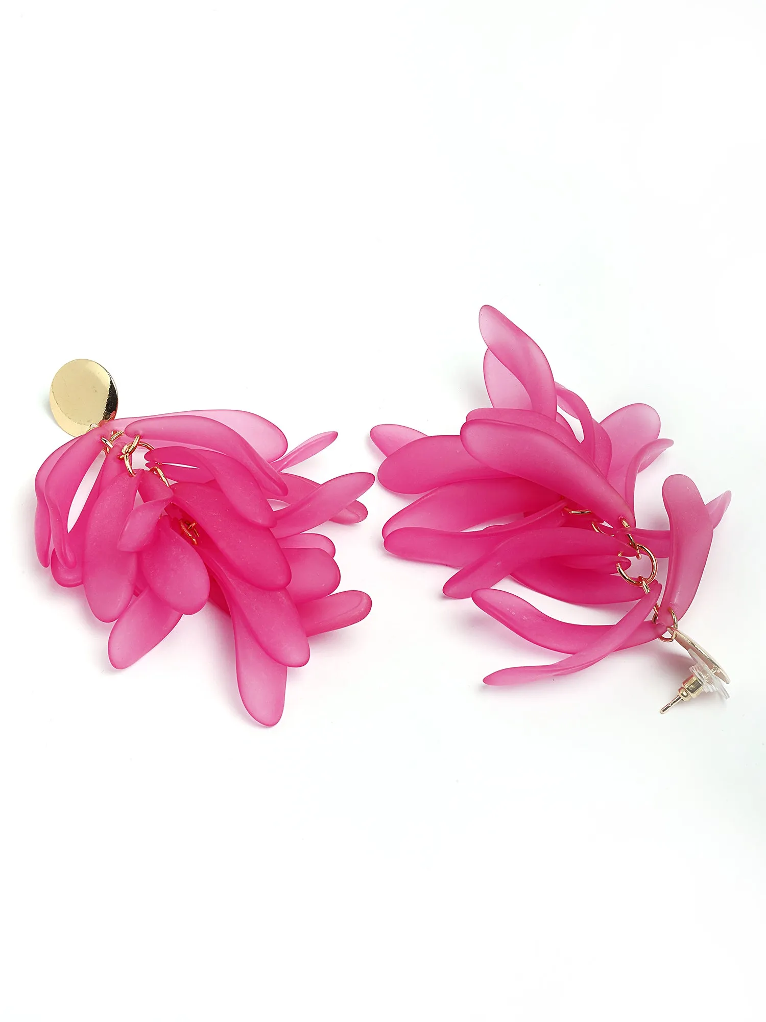 Bohey by KARATCART Gold-Plated Contemporary Pink Drop Earrings for Women