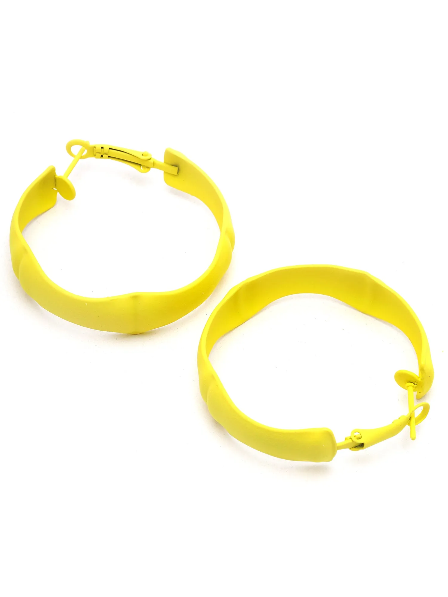Bohey by KARATCART Yellow Bone Design Contemporary Hoop Earrings