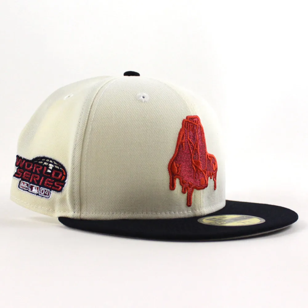 Boston Red Sox 2004 World Series New Era 59Fifty Fitted Hat (Chrome White Navy Gray Under Brim)